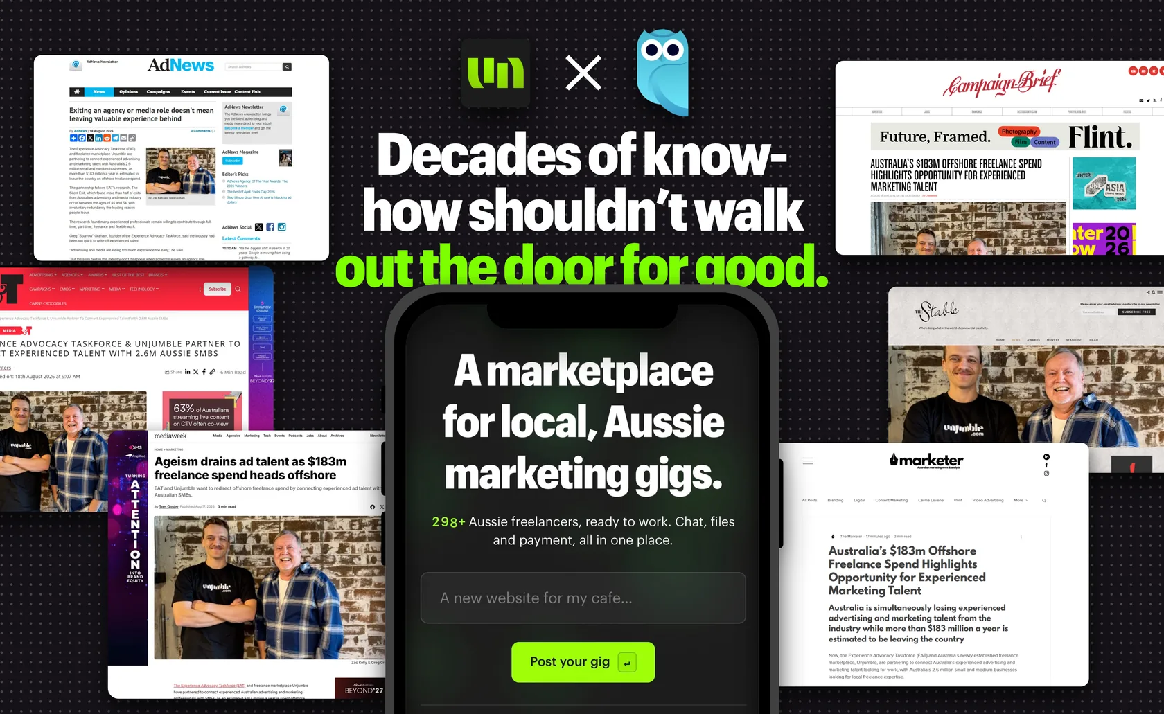 Unjumble x Experience Advocacy Taskforce, with coverage of the partnership across the Australian advertising and marketing press